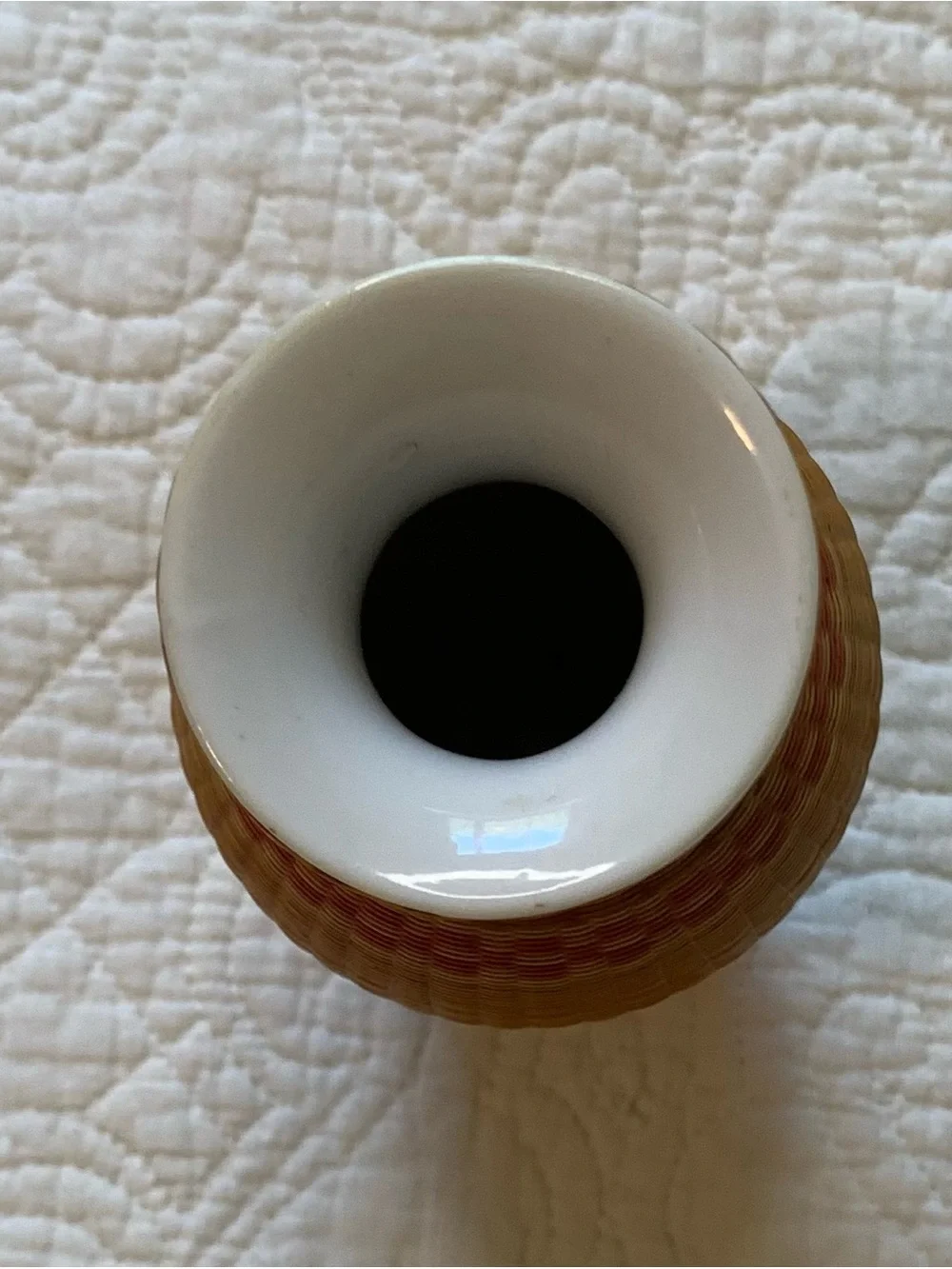 Vintage Chinese FINE Rattan Bamboo Woven Porcelain Vase